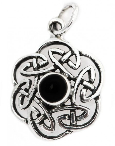 Keltisches Amulett, Anhänger 'Nuada mit Onyx' aus Silber 925- Mittelalter, Larp, Reenactment Schmuck
