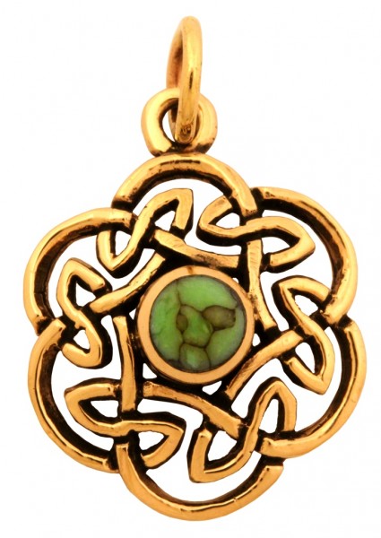 Keltisches Amulett, Anhänger 'Nuada mit Türkis' aus Bronze- Mittelalter, Larp, Reenactment Schmuck