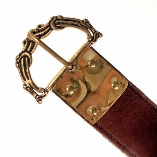 Wikinger Gürtel Ringerike 4,0 cm Breite in zwei Farben mit Bronzeschnalle