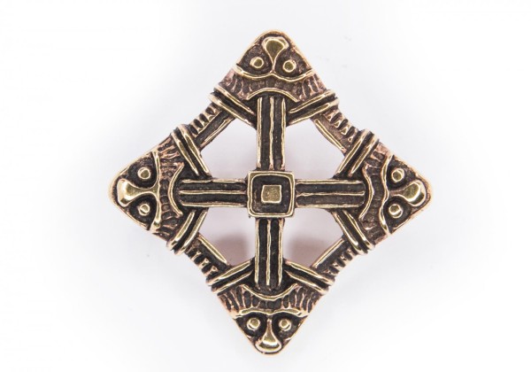 Fibel Brosche 'Viking Cross' aus Bronze - Mittelalter, Larp, Fantasy Schmuck