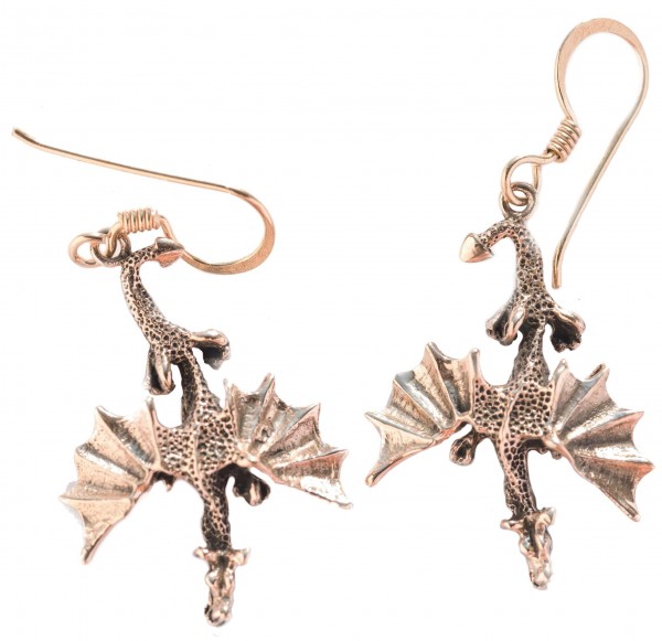 Ohrhänger 'Drachen' Bronze Schmuck für Mittelalter, Reenactment und Larp