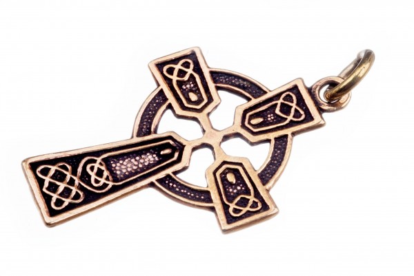 Keltisches Amulett, Anhänger 'Arawn Keltisches Kreuz' aus Bronze- Mittelalter, Larp, Reenactment Sch