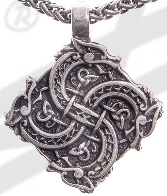 eltisches Drachenkreuz Anhänger | Silberfarbenes Mittelalter-Talisman aus ZAMAK