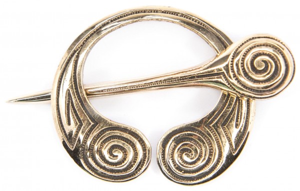 Fibel Brosche 'Spirals - Keltische Fibel' aus Bronze - Mittelalter, Larp, Fantasy Schmuck