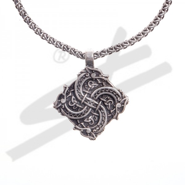 Halskette keltisches Drachenkreuz, silberfarben