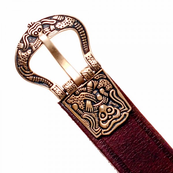 Wikinger Gürtel Borre mit Bronzeschnalle Wikingergürtel 2,0 cm breit Ledergürtel zwei Längen