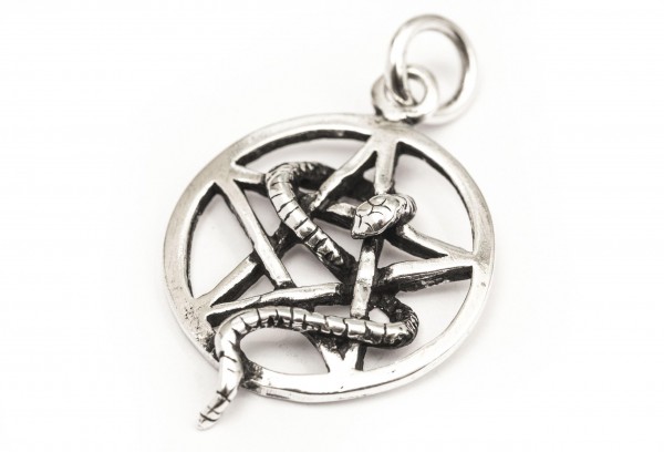 Amulett, Anhänger 'Schlangen Pentagramm' aus Silber 925 - Mittelalter, Larp, Fantasy Schmuck