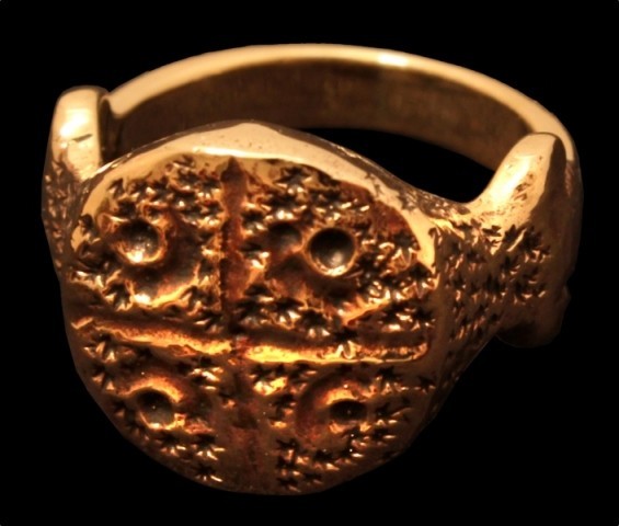 Wikingerring Siegelring Kreuz Bronze - Schmuck Accessoire für Historische Gewandungen, Reenactment u