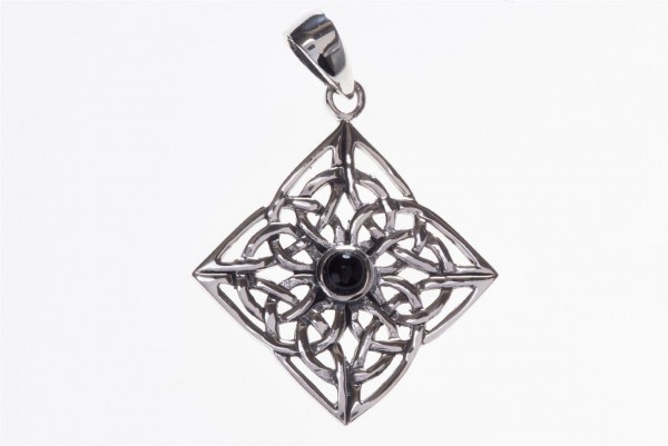 Keltisches Amulett, Anhänger 'Albwin - Keltische Erde - Onyx' aus Silber 925- Mittelalter, Larp, Ree