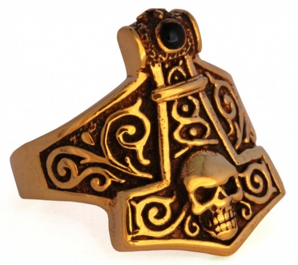 Wikingerring Thorunn Thorshammer Bronze - Schmuck Accessoire für Historische Gewandungen, Reenactmen