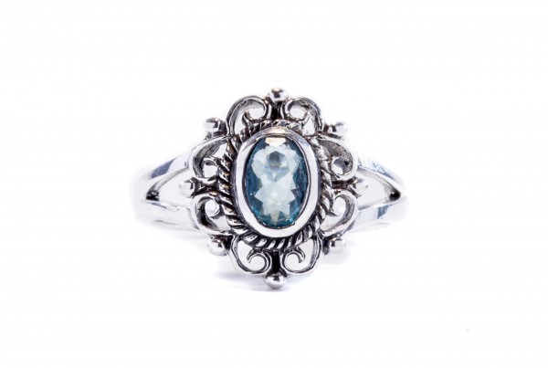 Ring mit Kristall 'Ciscandra' Blume Mittelalter Ornament Silber