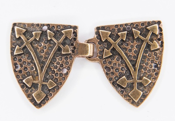 Fibel Brosche 'Arthus - Ritter Wappen' aus Bronze - Mittelalter, Larp, Fantasy Schmuck
