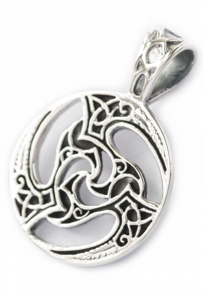 Keltisches Amulett, Anhänger 'Triskele mit keltischen Knoten' aus Silber 925- Mittelalter, Larp, Ree