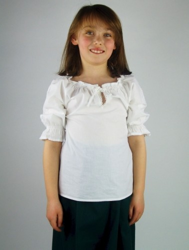 Mädchen Bluse kurzärmelig - Kostüm Gewand für Mittelalter, Larp & Reenactment Kinder