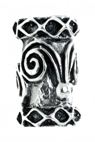 Perle Doppelspirale, Silber Bartperle Lockenperle - Accessoire für Historische Gewandungen, Reenactm