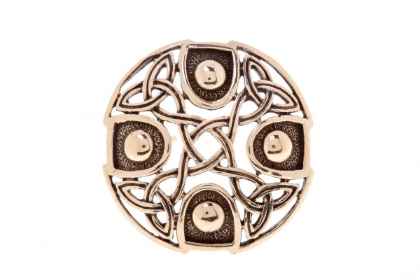 Fibel Brosche 'Celtic Cross' aus Bronze - Mittelalter, Larp, Fantasy Schmuck