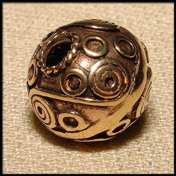 Bartperle Wikinger Perle Bronze, Accessoire für Historische Gewandungen, Reenactment und Liverollens