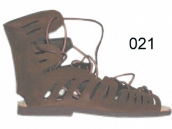 Römersandalen aus Veloursleder braun - Mittelalterliches Schuhwerk