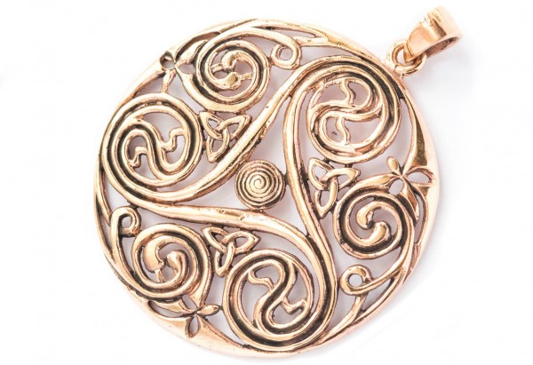 Keltisches Amulett, Anhänger 'Danu – Große Triskelen' aus Bronze- Mittelalter, Larp, Reenactment Sch