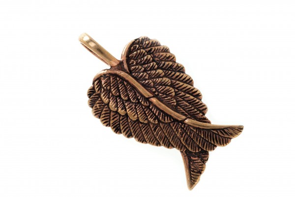 Amulett, Anhänger 'Caressa - Engelsflügel groß' aus Bronze - Mittelalter, Larp, Fantasy Schmuck