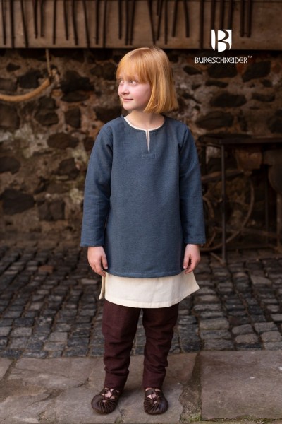 Kinder Tunika Eriksson grau, Baumwolle - Gewand für Mittelalter, Larp und Reenactment
