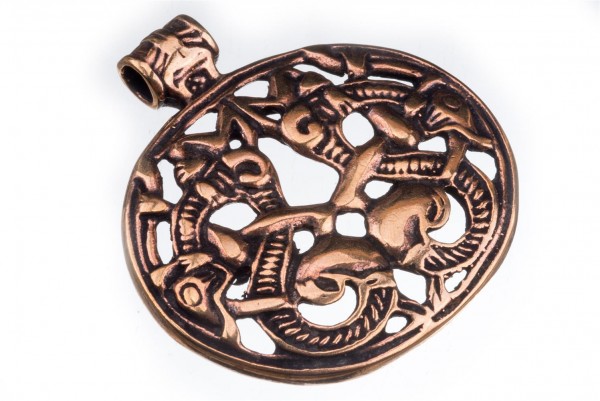 Wikinger Anhänger 'Zwei Drachen' aus Bronze - Mittelalter, Larp, Reenactment Schmuck