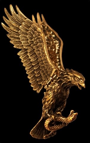 Amulett, Anhänger 'Adler mit beweglichen Flügeln' aus Bronze - Mittelalter, Larp, Fantasy Schmuck