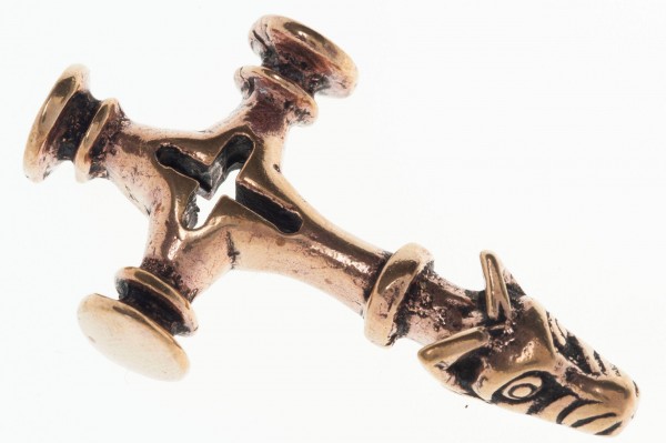 Thorshammer Mjölnir Anhänger 'Wolfskreuz groß' aus Bronze - Mittelalter, Larp, Reenactment Schmuck