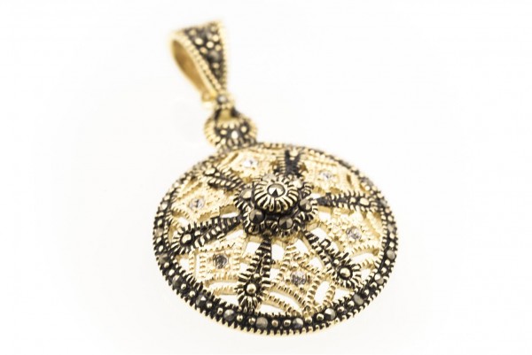 Amulett, Anhänger 'Silberanhänger - Hexagramm - Vergoldet' aus Silber 925 - Mittelalter, Larp, Reena