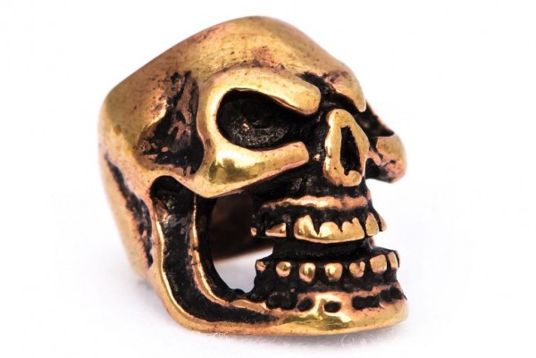 Haarperle Bartperle Totenkopf Perle Bronze, Accessoire für Historische Gewandungen, Reenactment und