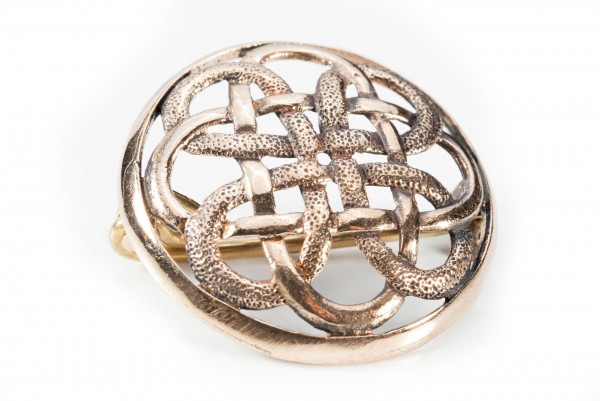 Fibel Brosche 'Unendliche Knoten Celtic' aus Bronze - Mittelalter, Larp, Fantasy Schmuck
