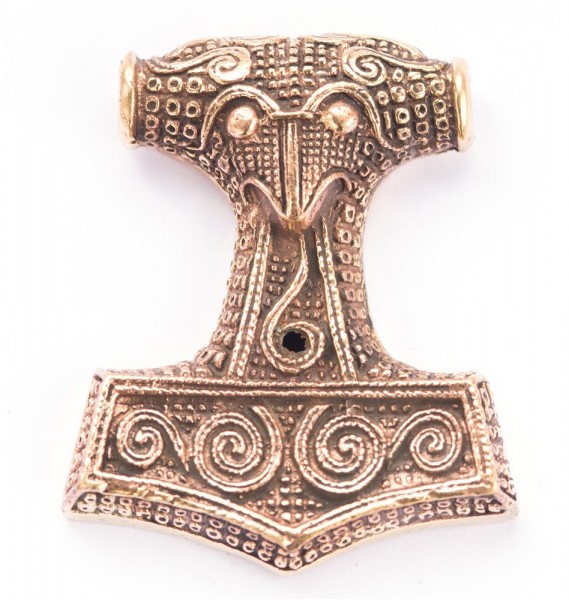 Thorshammer Mjölnir Anhänger 'Thortal - Schonenhammer' aus Bronze - Mittelalter, Larp, Reenactment S