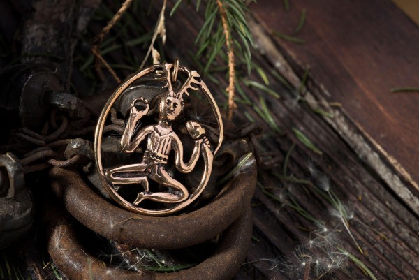 Keltisches Amulett, Anhänger 'Cerunnos' aus Bronze- Mittelalter, Larp, Reenactment Schmuck