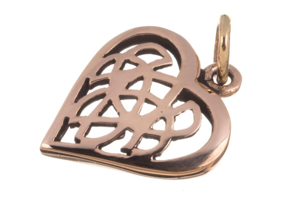 Keltisches Amulett, Anhänger 'Amina Keltisches Herz' aus Bronze- Mittelalter, Larp, Reenactment Schm