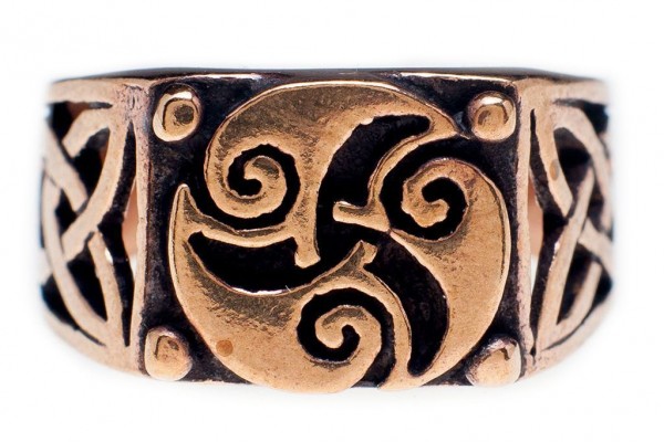 Celtic Triskel Bronze Ring im keltischen Stil - Schmuck Accessoire für Historische Gewandungen, Reen