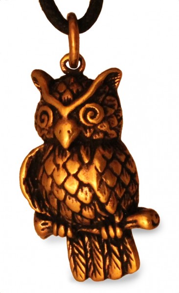 Amulett, Anhänger 'Kailan Eule' aus Bronze - Mittelalter, Larp, Fantasy Schmuck