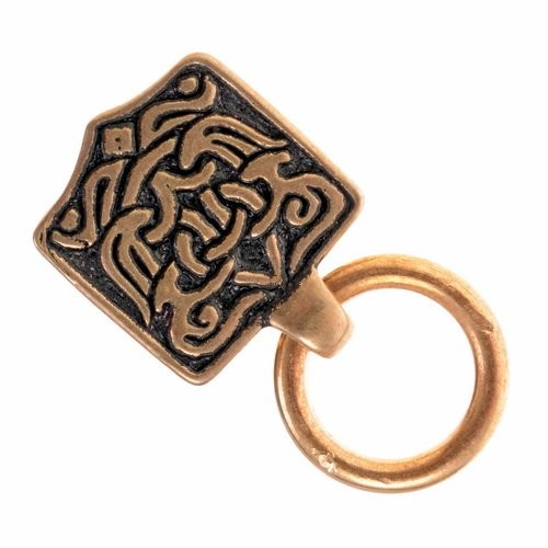 Orientalischer Wikinger-Beschlag mit Ring - Bronze Wikinger Gürtelzubehör