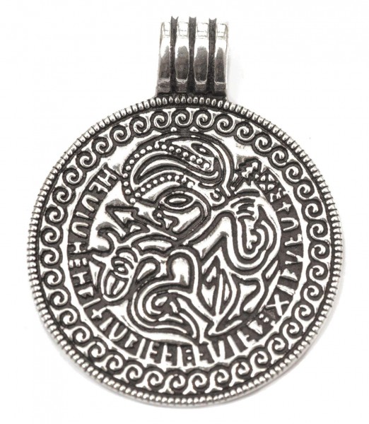Amulett, Anhänger 'Brakteat - Odin auf Sleipnir' aus Silber 925 - Mittelalter, Larp, Fantasy Schmuck