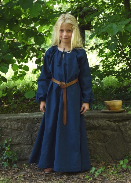 Kinder Mittelalterkleid Ana blau 100% Baumwolle - Gewand für Mittelalter, Larp und Reenactment