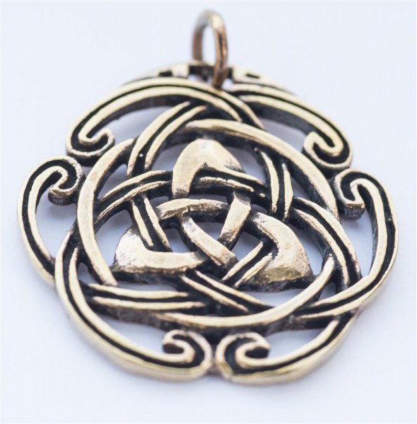 Keltisches Amulett, Anhänger 'Nada – Großer Keltischer Knoten' aus Bronze- Mittelalter, Larp, Reenac