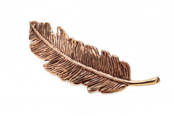 Fibel in Form einer Feder Bronze Schmuck