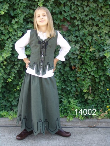 Mädchen Rock mit Zinnen - Kostüm Gewand für Mittelalter, Larp & Reenactment Kinder