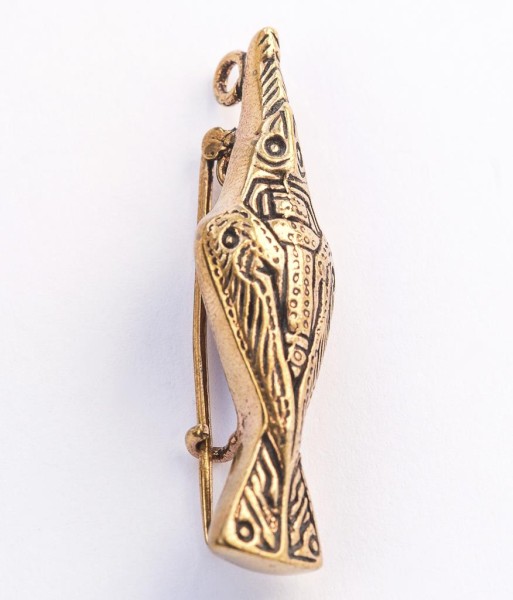 Fibel Brosche - Munin Odins Rabe Bronze Accessoire für Mittelalter Gewandung, Historisches Reenactme
