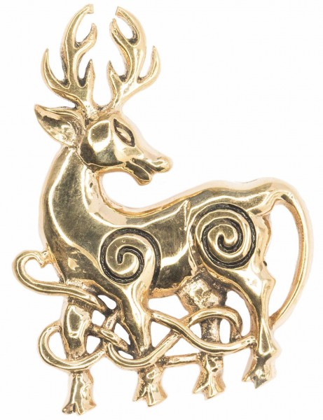 Keltisches Amulett, Anhänger 'Dwalin – Keltischer Hirsch' aus Bronze- Mittelalter, Larp, Reenactment