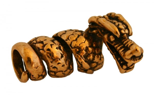Wikinger Perle Drache, Bronze Bartperle Lockenperle - Accessoire für Historische Gewandungen, Reenac
