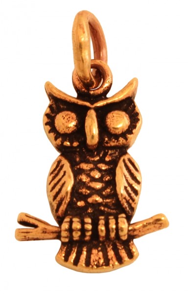 Amulett, Anhänger 'Mira - Kleine Eule' aus Bronze - Mittelalter, Larp, Fantasy Schmuck