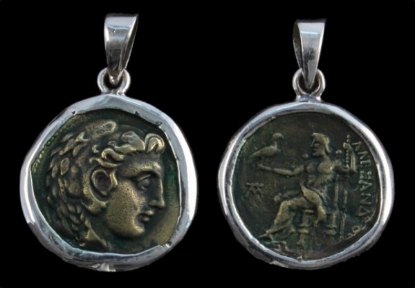 Amulett, Anhänger 'Antike Münze Zeus und Hera - groß' aus Silber 925 - Mittelalter, Larp, Fantasy Sc