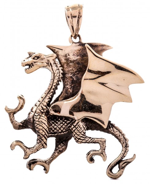 Drachen Amulett, Anhänger 'Pendragon' aus Bronze - Mittelalter, Larp, Reenactment Schmuck
