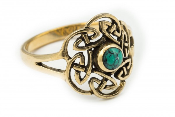Keltischer Bronze Ring 'Tavia' Türkis