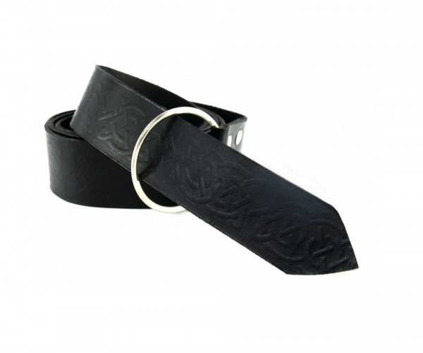 Ringgürtel aus Leder mit durchgehender Prägung 150cm oder 190 cm braun oder schwarz